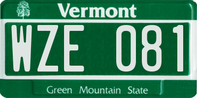 VT license plate WZE081