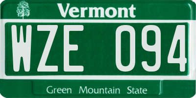VT license plate WZE094
