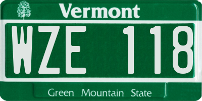 VT license plate WZE118