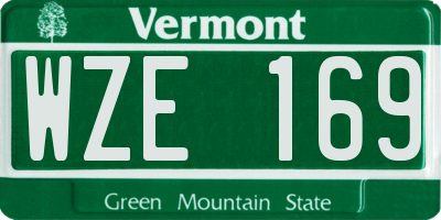 VT license plate WZE169