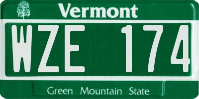 VT license plate WZE174