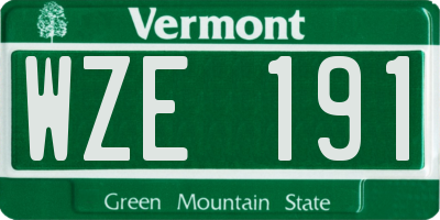 VT license plate WZE191