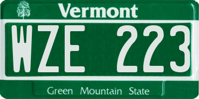 VT license plate WZE223