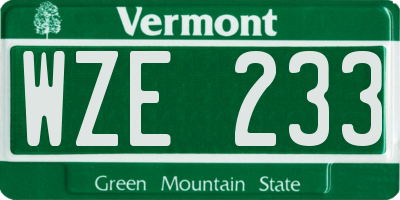 VT license plate WZE233