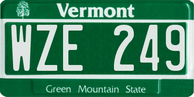 VT license plate WZE249