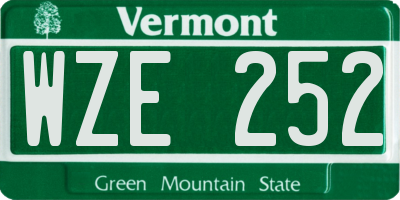 VT license plate WZE252