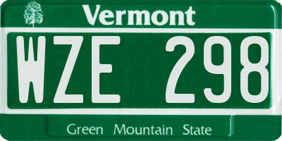 VT license plate WZE298