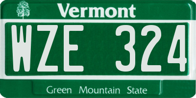 VT license plate WZE324