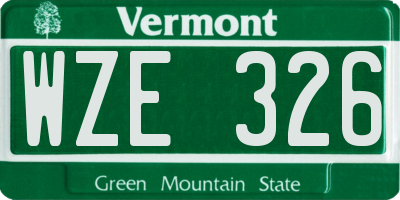 VT license plate WZE326