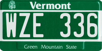 VT license plate WZE336