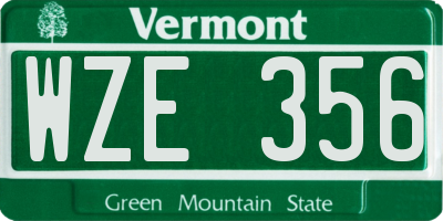 VT license plate WZE356