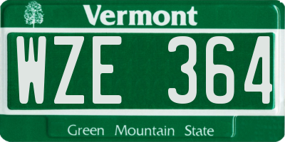 VT license plate WZE364