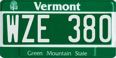 VT license plate WZE380