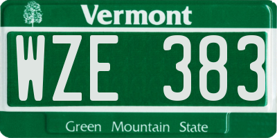 VT license plate WZE383