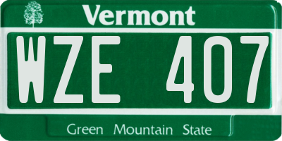VT license plate WZE407
