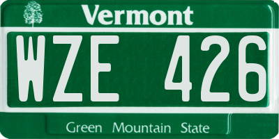 VT license plate WZE426