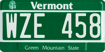 VT license plate WZE458