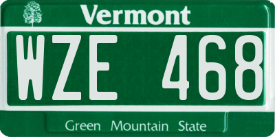 VT license plate WZE468