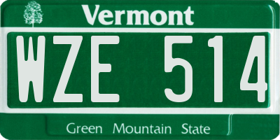 VT license plate WZE514