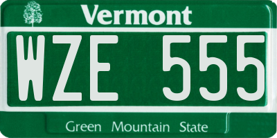 VT license plate WZE555