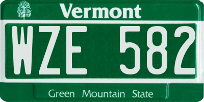VT license plate WZE582
