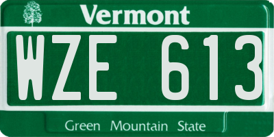 VT license plate WZE613