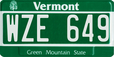 VT license plate WZE649