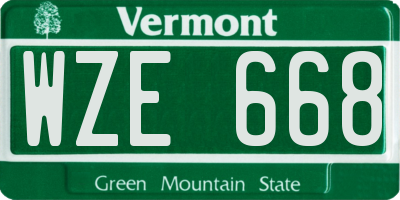 VT license plate WZE668