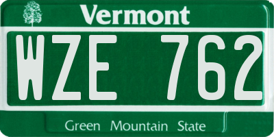 VT license plate WZE762