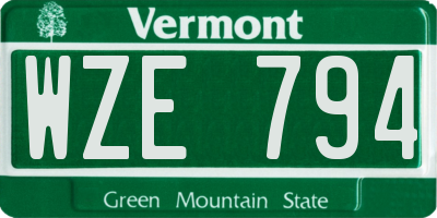 VT license plate WZE794