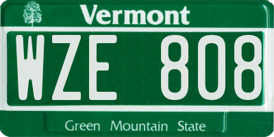 VT license plate WZE808
