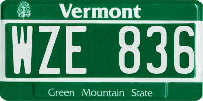VT license plate WZE836