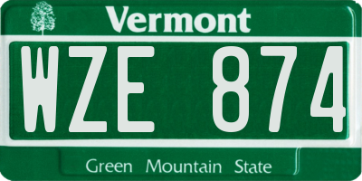 VT license plate WZE874