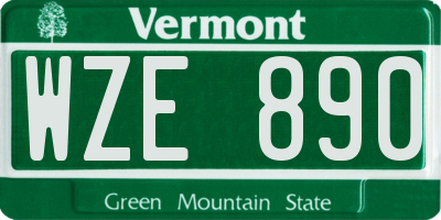 VT license plate WZE890