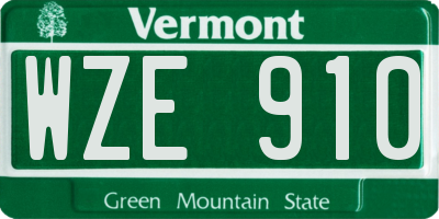 VT license plate WZE910