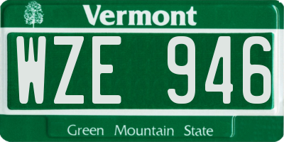VT license plate WZE946