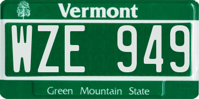 VT license plate WZE949