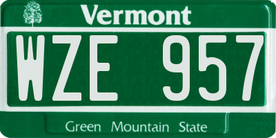 VT license plate WZE957