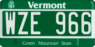 VT license plate WZE966