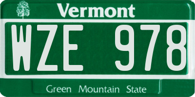 VT license plate WZE978