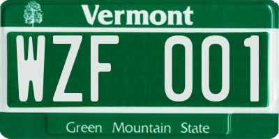 VT license plate WZF001
