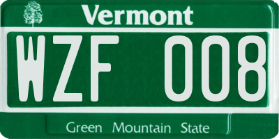 VT license plate WZF008