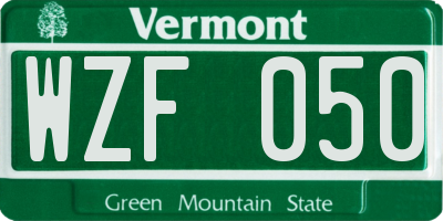 VT license plate WZF050