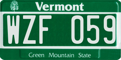 VT license plate WZF059