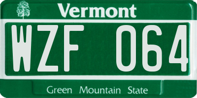VT license plate WZF064