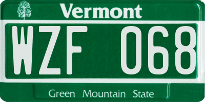 VT license plate WZF068