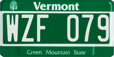 VT license plate WZF079
