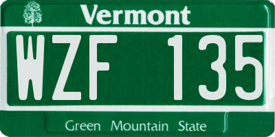VT license plate WZF135