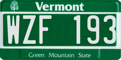 VT license plate WZF193