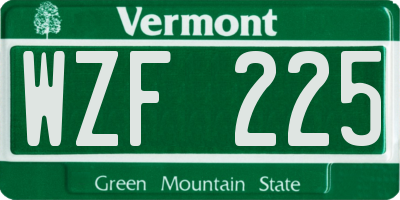 VT license plate WZF225